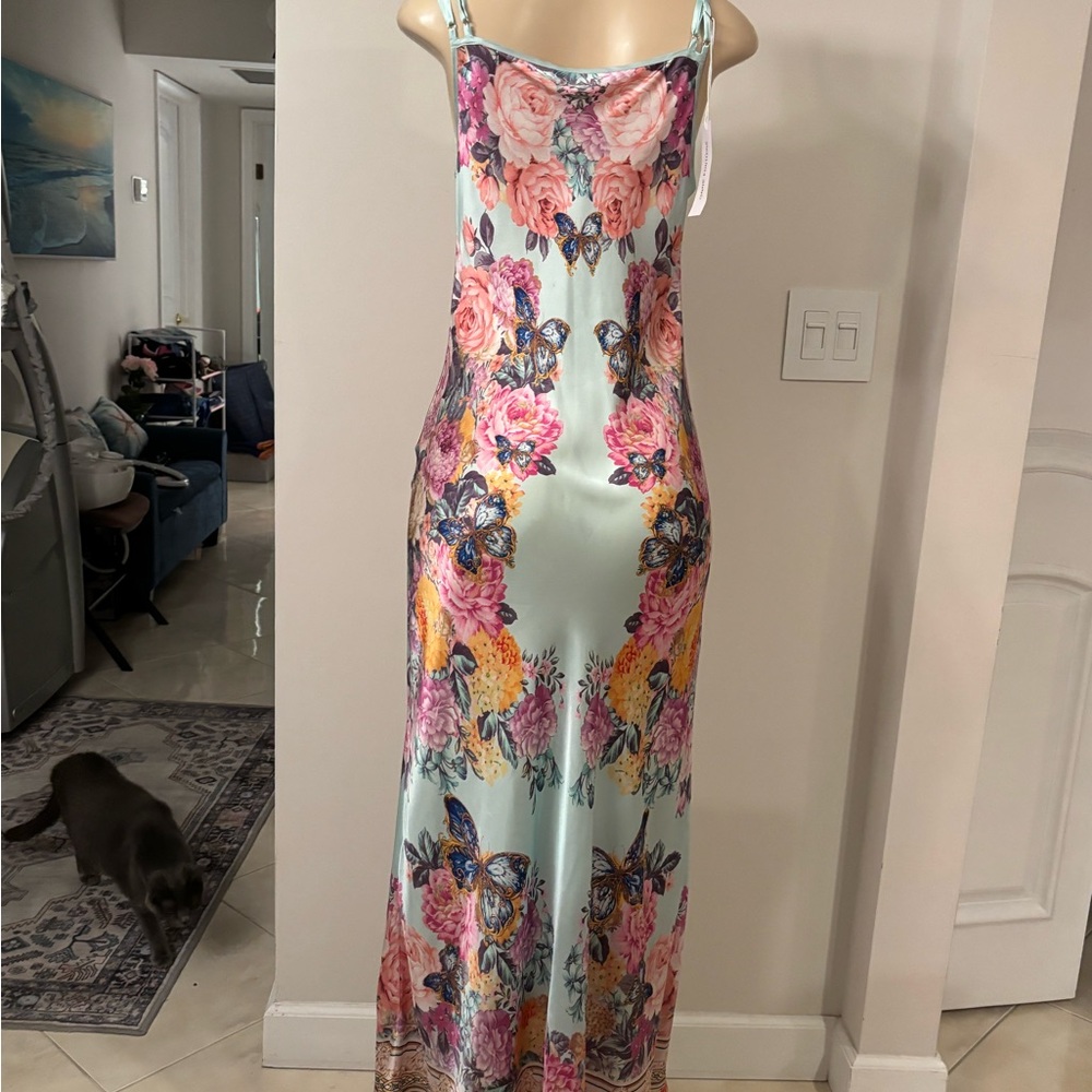 Anne Fontaine Floral Backless Dress in Pink and Blue